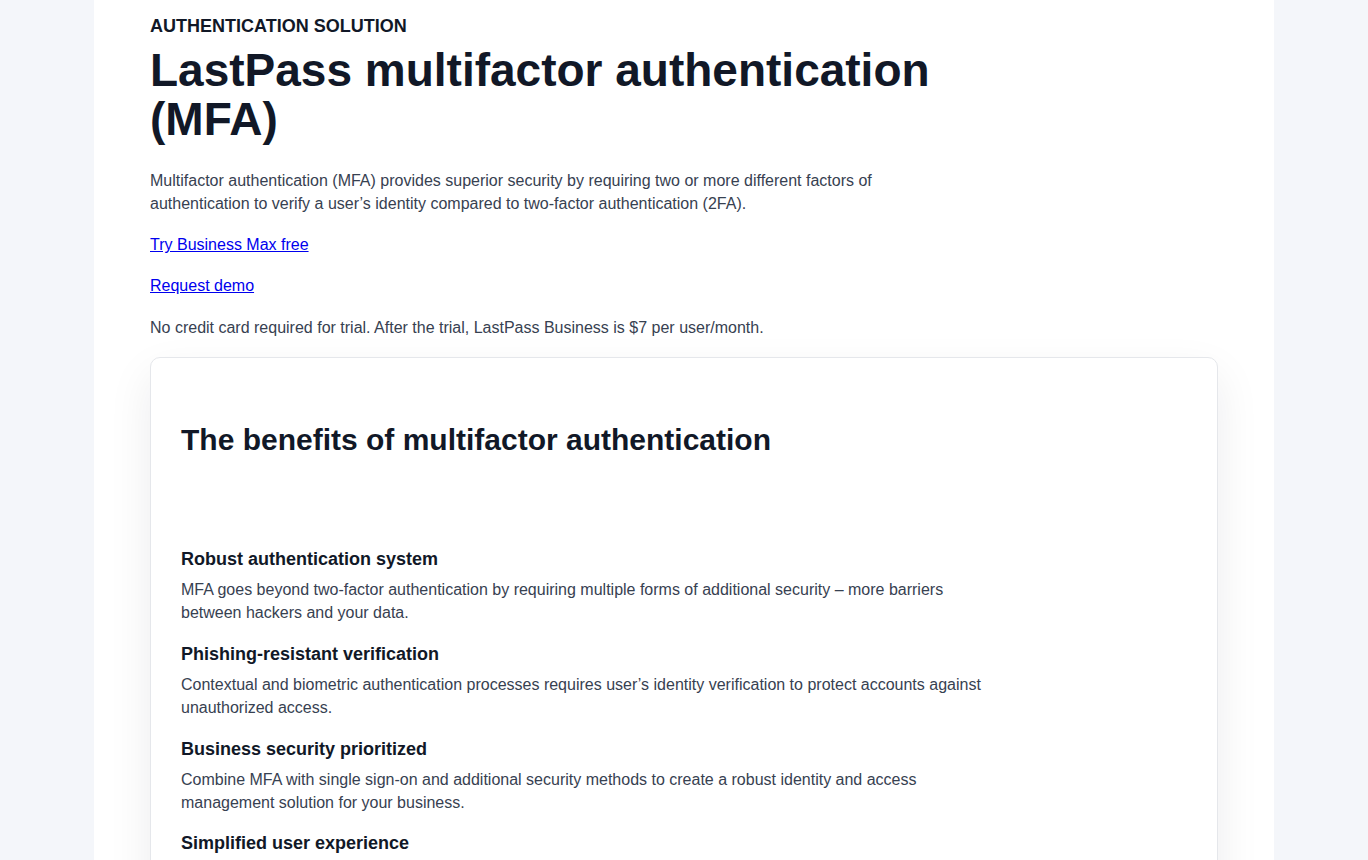 LastPass multifactor authentication options