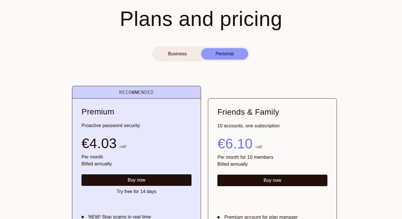 Dashlane Premium and Friends and Family plans