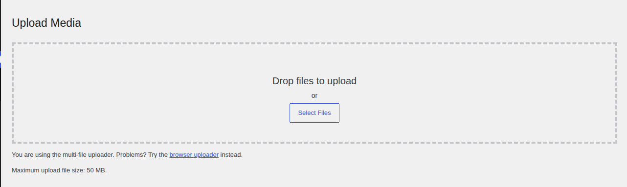 WordPress Media Add New upload screen