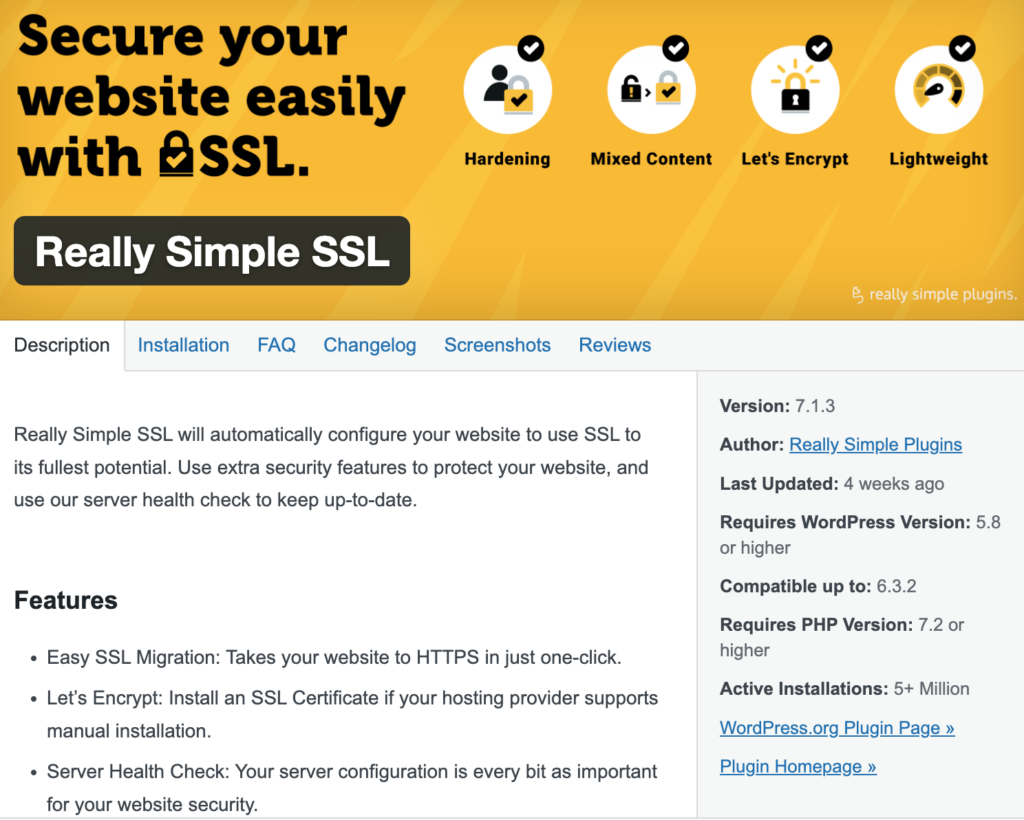 Really Simple SSL homepage