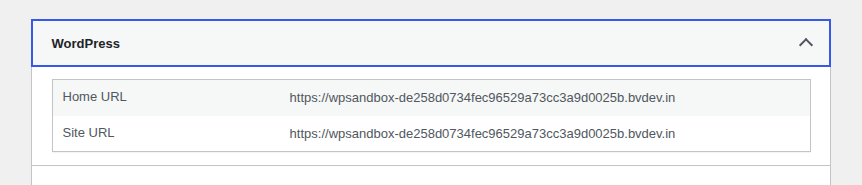 WordPress Site Health showing the Home URL and Site URL configuration